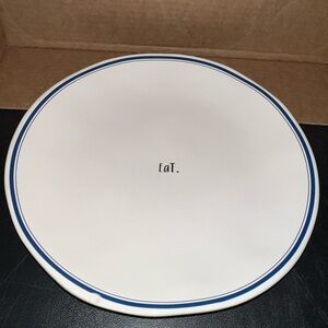 Rae Dunn White Plate with Blue Trim